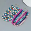 Choker Luxury Vierfach Halskette gemischte Schnitte mehrfarbig handgefertigtes, einfaches, glänzendes Kristall, eingelegt für Frauen Mode