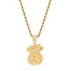 Pendant Necklaces US Dollar Money Bag High Quality Cubic Zirconia Iced Out Gold Chains For Men's Hip Hop Necklace Jewelry Gif234r