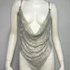 Women's Tanks Sexy Sparkly Ladies Sleeveless Crop Top Luxury Design High Sequined Backless Mesh Rhinestones Sparkling Birthday Party Tops