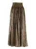 Twotwinstyleパッチワークフォールドスカート女性用ハイウエストソリッドラインラインスカート夏の女性ファッション服2023 231225