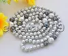 Necklaces P7402 44" 22mm Gray Round Baroque Keshi Reborn Pearl Necklace Choker