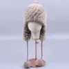 Suppev Sttdio Womens Winter Rex Rabbit Fur Hat Fur Fur Pm Bomber Hats Caps Russian Hat Ushanka Trapper Snow Skiing 231222