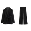 PB ZA 2023 Style féminin avec taille de clôture Robe Blazer High Straight Suit Pants Two Piece Set 231222
