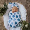 Schlafsäcke 2-teilige Set Babybeutel Knotted Fetalkappe Schlaf Neugeborene Kokongedruckte schlafende Niosl231224