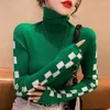Kadın Sweaters Örme 2023 Sonbahar ve Kış Kore Moda All-Match Düz Renk Uzun Kollu Yavaş Kazak Alt Üstler