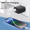 45W USB Type C Charger Fast Charging Mobile Phone Adapter 3 Ports Quick Charger PD 3.0 For iPhone 15 Samsung Xiaomi Huawei