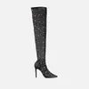 Spring Sequined Crystal Stretch Fabric Sock Boots Sexy Over The Knee Boots Women Pointed Toe Gold Stiletto Heels Shoes 44 231225