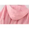 سترات نسائية Yenkye Autumn 2023 Women Pink Draphring Coat Short Long Sleeve Female Outfits Outs Lourd Outfits