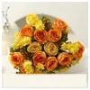 Decoratieve bloemen kunstmatige diamant roos groen plant bloemen restaurant decoratie simulatie zijden rozen bundel faek bloem home decor