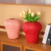 Cartoon Strawberry Vase Ceramic Vase Children's Room Artifact Floral Accessories Fruit Pot Flowerpot Home Decoration Accessories 231225