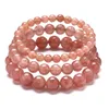 Strand 6mm/ 8mm/10mm Strawberry Quartz Crystal Stone Beads Bracelets Super Hand String Female Male Couples Strench Jewelry