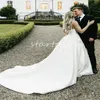 Robe de mariée Boho simple Spaghetti Stracles Satin A Line Country Garden Bridal Robes 2024 Train Court Scoop Neck Robe Robe de Mariage Viesios de Novias