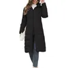 Women's Jackets Long Puffer Jacket Winter Warm Quilted Coat Sleeve Zip Up Outwear With Hood