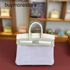 Handbag Suede Bag Birrks 7A Top Genuine Leather Handmade Winter Fashion taro purple color blocking cream white silver full hand sewn bagXL0QMVIZ