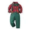 1-9 lat Boy Christmas Gentleman Toddler Kid Costume Kostium Szepender 4PCS Autumn Zime Ubrania Baby Button Butique Set 231225