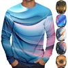 Herren T -Shirts Hemd Grafik Farbblock Drucken Übergroße Bekleidung Outdoor Freizeit Langarm Männer Designer Vintage männliche Kleidung