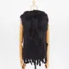 工場カスタマイズされたファッション本物のウサギ毛皮のベストハイエンドの女性編みノースリーブベスト天然アライグマファージャケット231222