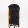 Usine Fashion personnalisée Real Rabbit Fur Pichet Vest Femme haut de gamme Femmes sans manches tricotées Veste de fourrure de raton laveur naturel 231222