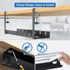 No Drilling Extendable Under Desk Cable Management Metal Tray with Clamp Retractable Power Strip Cord Holder 231225
