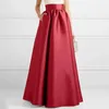 Jupes femmes hautes jupe de taille élégante satin vintage maxi avec poches pour la longueur du sol en ligne Automne solide