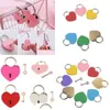 Party Favor Valentines Day Gifts 7 Colors Heart Shaped Concentric Lock Metal Mitcolor Key Padlock Gym Toolkit Package Door Locks Bui Dhl0E