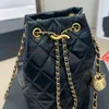 Neuheiten: Rucksack mit großem Fassungsvermögen, Designer-Luxus-Damen-Umhängetasche, klassische goldene Kugelkette, Kordelzug, Beuteltasche, Umhängetasche, Handtasche