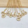 10 stks goud kleur ronde micro plave kristallen kubieke zirkonia 26 letters hangers charmes ketting sieraden voor vrouw NK348 J190712282UUU