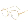 Sunglasses Frames Korean Style Frame Glasses For Women Round Shape Metal Women's Blue Light Blocking Eyeglasses