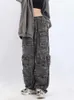 Y2K American Retro Fashion Camouflage Overalls för män och kvinnor High Street Hip-Hop Wide Leg Straight Tube Casual Pants