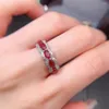 Anelli di cluster Eleganti Myanmar Ruby Anello per donna 3 mm 5 mm Totale 1,2 ct Naturale 925 Silver 3 strati 18K Gioielli pietre preziose in oro oro