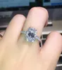 AAA Natural Moissanite S925 Cor para mulheres Fine ANILLOS DE GEM PLOMA CUSHION ZIRCONIA PRATA 925 JOIXAS RING9564318