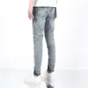 Designer Purple Brand Jeans for Men's Straight Fit Cotton Mid Rise Elastic Blue Casual Pants