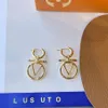 Earings Luxo Mulheres Earrings Charm Letra Earring 18K Gold Batied Round Designer Jóias Popular Moda Marca Festa de Casamento ACCE249Y