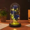 Dekorativa blommor Rose Flower Light Up Gifts Artificial in Glass Dome Birthday för sin mormor systervän