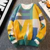 Herentruien gebreid voor mannen geen hoodie man kleding bruine pullovers print brief street ontwerper luxe jumpers plezier dikke winter oud