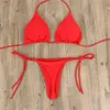 Bikinis set seksi kadınlar tanga bikini set yan yular kravat mayo bayanlar bölünmüş kayış ayarlanabilir bandaj tarzı brezilya mayo plajwearl231225