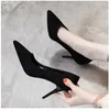 Платье обуви размер 31-43 высокие каблуки женщины черные тонкие каблуки сексуальная вечеринка/платье точка на ногах насосы стилета
