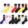 Chaussettes masculines Unisexe Style Harajuku Flame Mid-tube Cotton Street Hip-Hop Skateboard et nouveauté sportive féminine