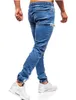 Mens Denim Pants Zipper Jeans Men Elastic Cuffed Casual Drawstring Jogger Tight 231222