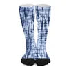 Women Socks Blue Tie Dye Winter Abstrict Print Stockings Kawaii زوجين جودة تصميم في الهواء الطلق مضاد للزلزال