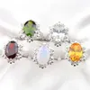 Luckyshne A variety of colors 5 Pcs Lot Bulk Christmas Gift 925 Sterling Silver Oval Red Green White Yellow Fashion Lady Rin2727