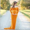 Maternity Dresses Photography Props Sexy Maxi Gown For Pregnant Off Shoulder Women Long Elastic Pregnancy Dress Photo Shoots