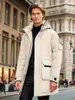 Men's Sweaters Stylish Solid Down Jacket With Pockets Warm Hooded Top For Winter City Walk Street Hanging Outdoor Activities