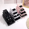 24 st smycken Box Chic Small Travel Jewerly Packaging Display för halsband Black Bulk Drawer Cardboard Gift Can Custom 231225