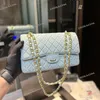 Caviar Leather Designer Women Classic Double Flap Bag 25cm 8 Colors Gold Hardware Matelasse Chain Embroidery Medium Luxury Purse Square Cross Body Shoulder Handbag