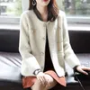 Women's Jackets Elegant Plaid Tweed Plus Size Jacket For Women Korean Fashion O-neck Pearl Single-breasted Short Outerwear Casual All-match