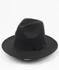 Retro Black Wool Felt Hats for Women Men Unisex Felt Fedora Hats with Bow Wide Brim Sun Top Hats Dome Performance Hat10909261165218