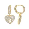 Hip Hop Heartbreak Danggange oorbellen bling witte zirkoon hoepel oorbellen 18K real gouden vergulde sieraden217s