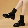 Platforma Chunky Obce Buty Czarne buty Dzianinowe damskie skarpetki Buty Sweet Pearl Design Black Short But 231225