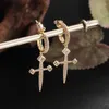 Orecchini a pennello squisito Crystal Zirconia Cross Ciondolo Copper ipoallergenico per uomini Donni Rock Party Hip Hop Gioielli Regali